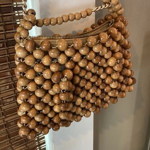 Retro wood bead handbag
